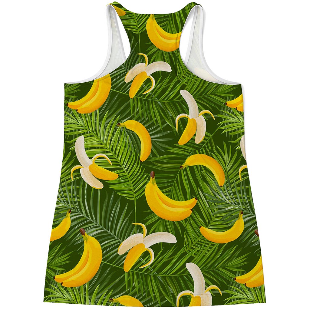 Green Tropical Banana Pattern Print Women's Racerback Tank Top