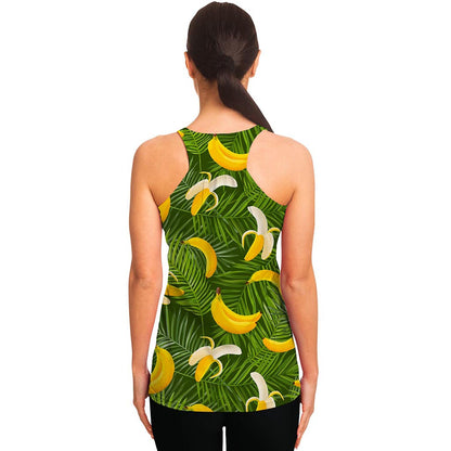 Green Tropical Banana Pattern Print Women's Racerback Tank Top