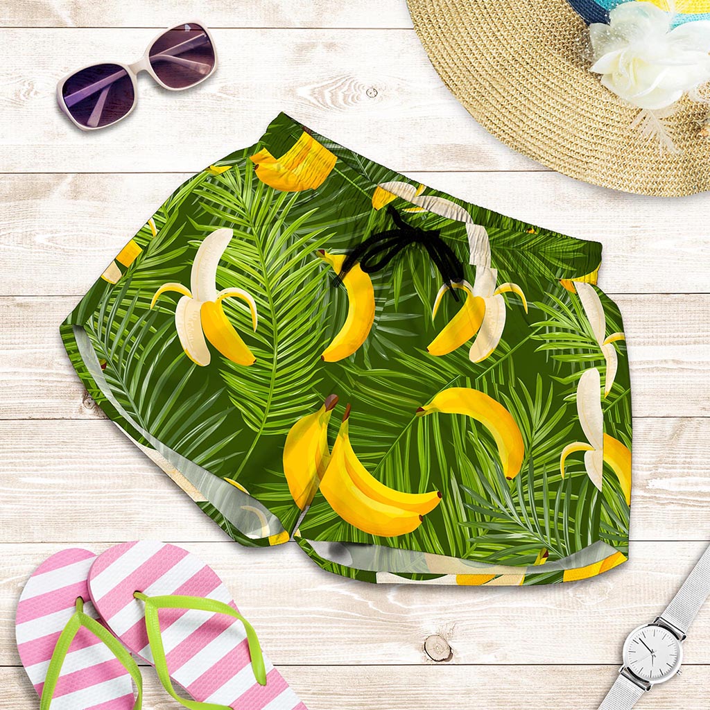 Green Tropical Banana Pattern Print Women's Shorts