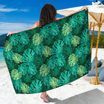 Green Tropical Monstera Pattern Print Beach Sarong Wrap