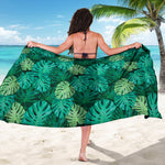 Green Tropical Monstera Pattern Print Beach Sarong Wrap