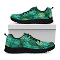Green Tropical Monstera Pattern Print Black Running Shoes