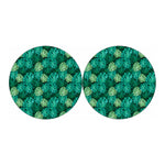 Green Tropical Monstera Pattern Print Car Coasters