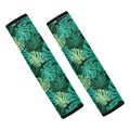 Green Tropical Monstera Pattern Print Car Seat Belt Covers