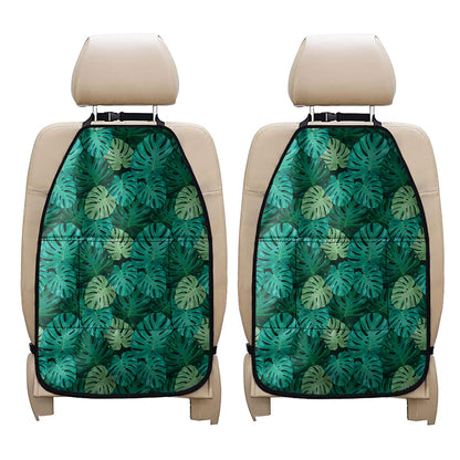 Green Tropical Monstera Pattern Print Car Seat Organizers