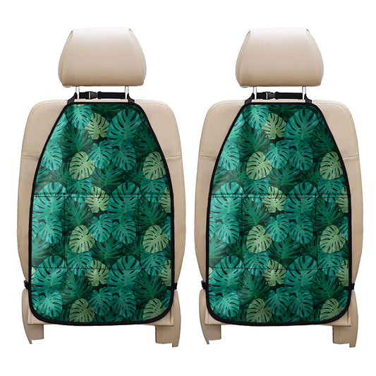Green Tropical Monstera Pattern Print Car Seat Organizers