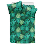Green Tropical Monstera Pattern Print Duvet Cover Bedding Set