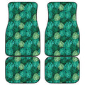 Green Tropical Monstera Pattern Print Front and Back Car Floor Mats