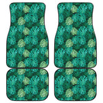 Green Tropical Monstera Pattern Print Front and Back Car Floor Mats