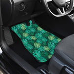 Green Tropical Monstera Pattern Print Front and Back Car Floor Mats