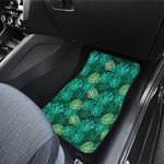 Green Tropical Monstera Pattern Print Front and Back Car Floor Mats