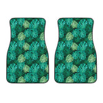 Green Tropical Monstera Pattern Print Front Car Floor Mats