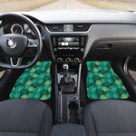 Green Tropical Monstera Pattern Print Front Car Floor Mats