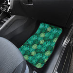 Green Tropical Monstera Pattern Print Front Car Floor Mats