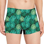 Green Tropical Monstera Pattern Print Men's Boxer Briefs