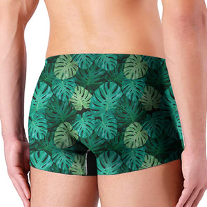 Green Tropical Monstera Pattern Print Men's Boxer Briefs