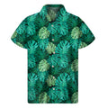 Green Tropical Monstera Pattern Print Men's Short Sleeve Shirt