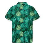 Green Tropical Monstera Pattern Print Men's Short Sleeve Shirt