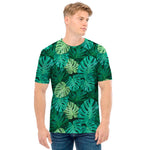Green Tropical Monstera Pattern Print Men's T-Shirt