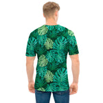 Green Tropical Monstera Pattern Print Men's T-Shirt