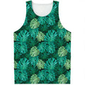 Green Tropical Monstera Pattern Print Men's Tank Top
