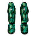 Green Tropical Monstera Pattern Print Muay Thai Shin Guards
