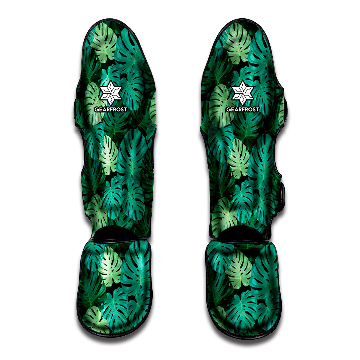 Green Tropical Monstera Pattern Print Muay Thai Shin Guard