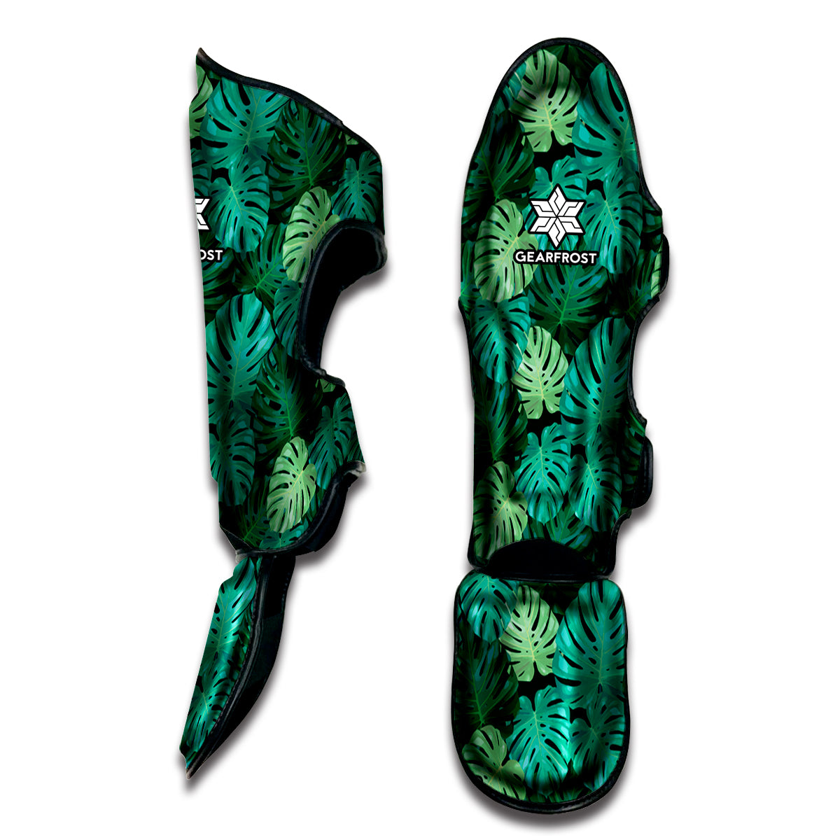Green Tropical Monstera Pattern Print Muay Thai Shin Guard