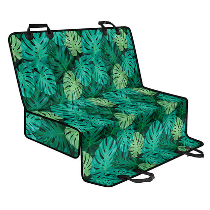 Green Tropical Monstera Pattern Print Pet Car Back Seat Cover