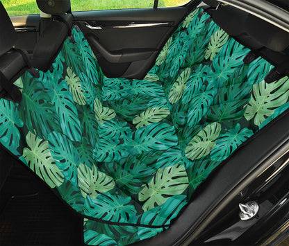 Green Tropical Monstera Pattern Print Pet Car Back Seat Cover