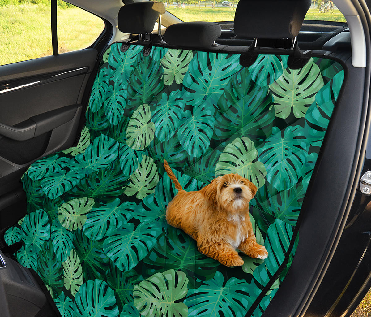 Green Tropical Monstera Pattern Print Pet Car Back Seat Cover