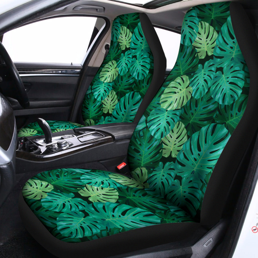 Green Tropical Monstera Pattern Print Universal Fit Car Seat Covers