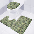 Green Tropical Palm Leaf Pattern Print 3 Piece Bath Mat Set