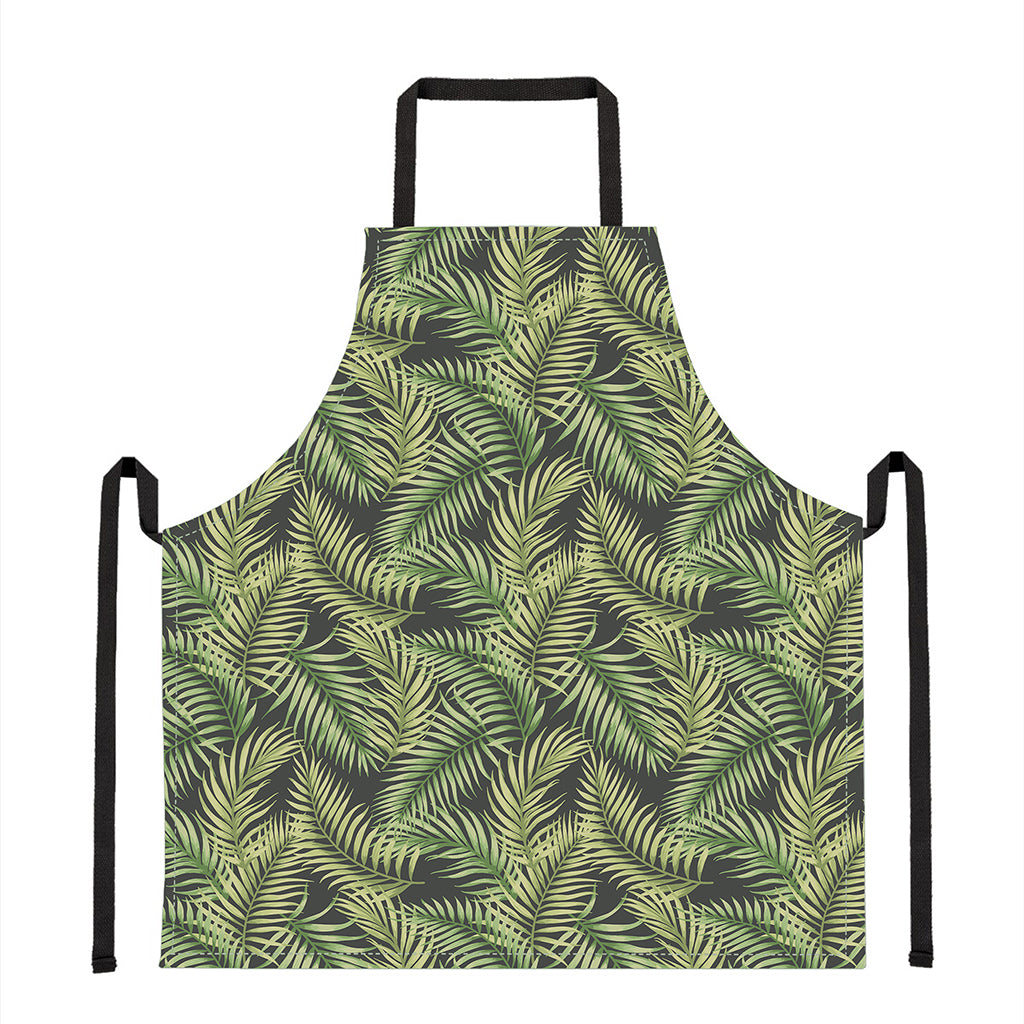 Green Tropical Palm Leaf Pattern Print Apron