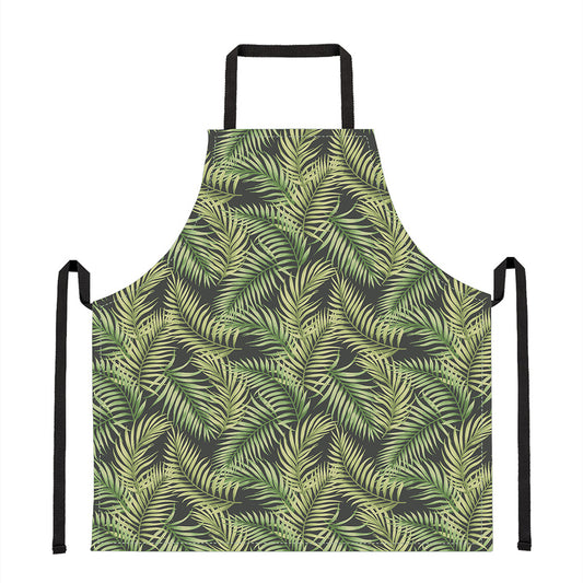 Green Tropical Palm Leaf Pattern Print Apron