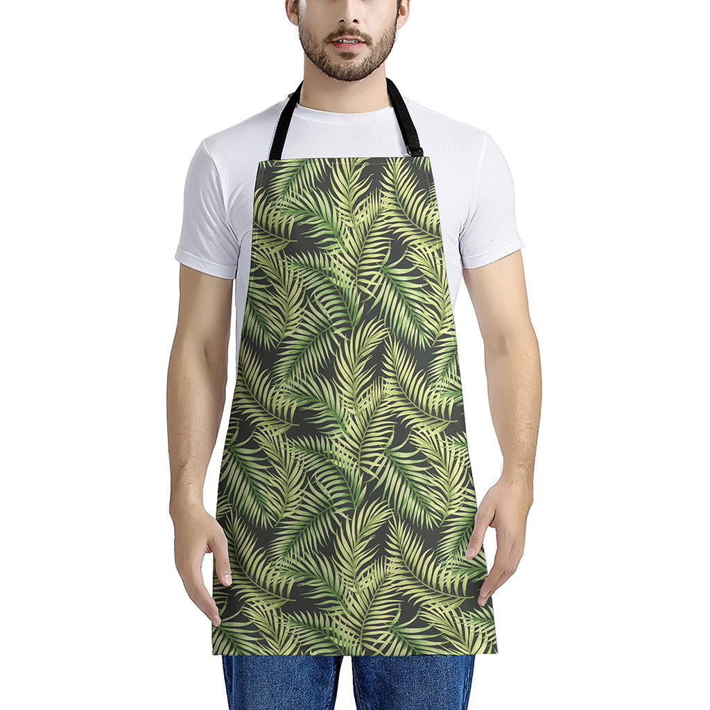 Green Tropical Palm Leaf Pattern Print Apron