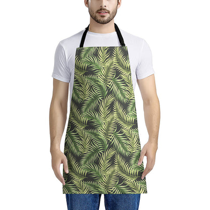 Green Tropical Palm Leaf Pattern Print Apron