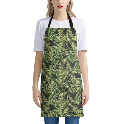 Green Tropical Palm Leaf Pattern Print Apron