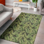 Green Tropical Palm Leaf Pattern Print Area Rug