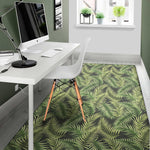 Green Tropical Palm Leaf Pattern Print Area Rug