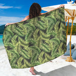 Green Tropical Palm Leaf Pattern Print Beach Sarong Wrap