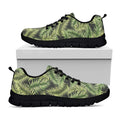 Green Tropical Palm Leaf Pattern Print Black Running Shoes