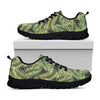 Green Tropical Palm Leaf Pattern Print Black Sneakers