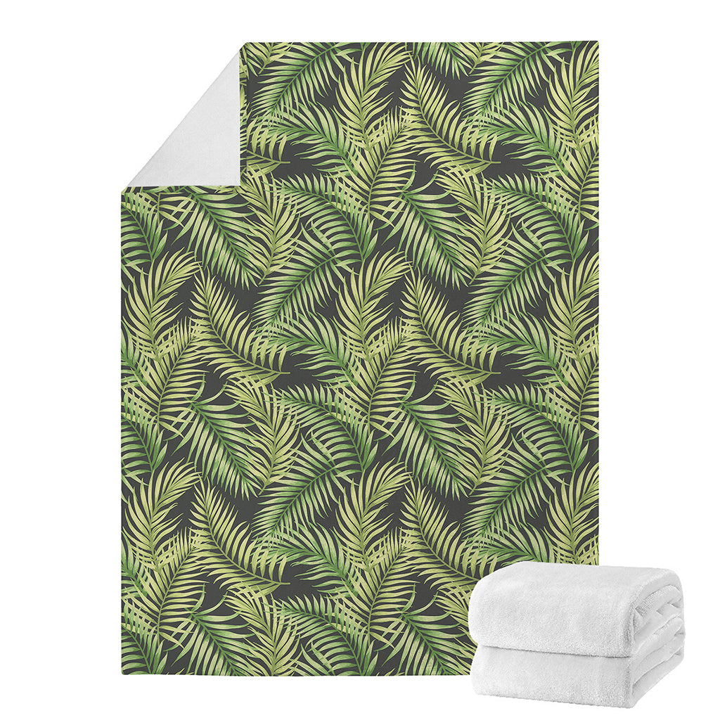 Green Tropical Palm Leaf Pattern Print Blanket