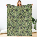 Green Tropical Palm Leaf Pattern Print Blanket