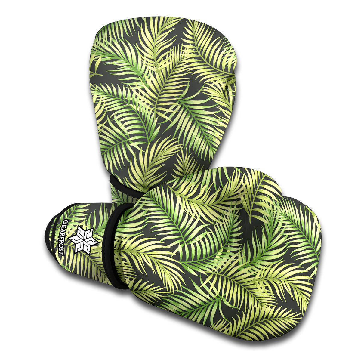 Green Tropical Palm Leaf Pattern Print Boxing Gloves