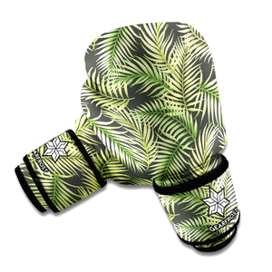 Green Tropical Palm Leaf Pattern Print Boxing Gloves