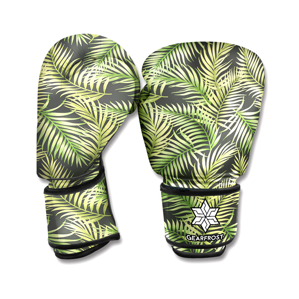 Green Tropical Palm Leaf Pattern Print Boxing Gloves