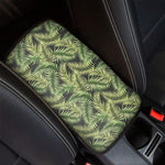 Green Tropical Palm Leaf Pattern Print Car Center Console Cover