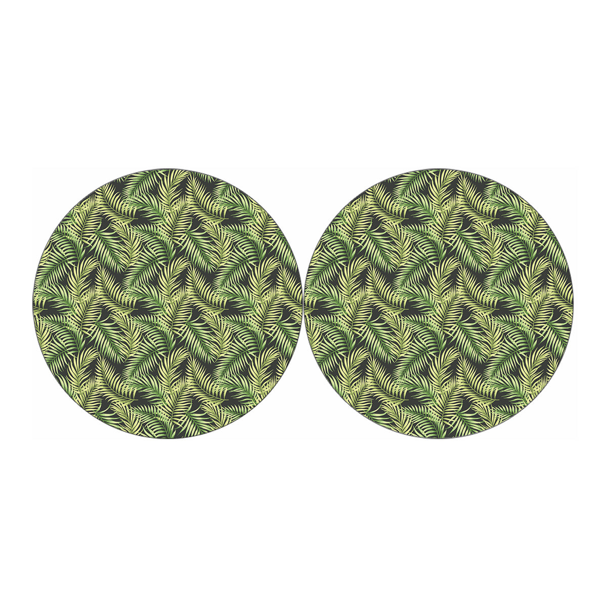 Green Tropical Palm Leaf Pattern Print Car Coasters